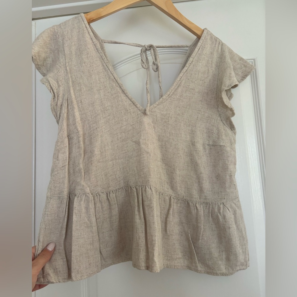 Abercrombie & Fitch Light Beige Dress with Tie Detail